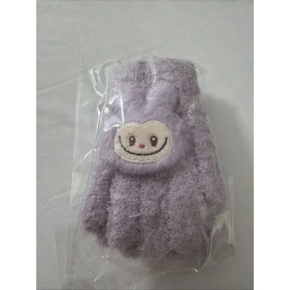 Authentic Warm‎ Fluffy Holiday Series Labubu Mittens Limited Gloves Small Kids